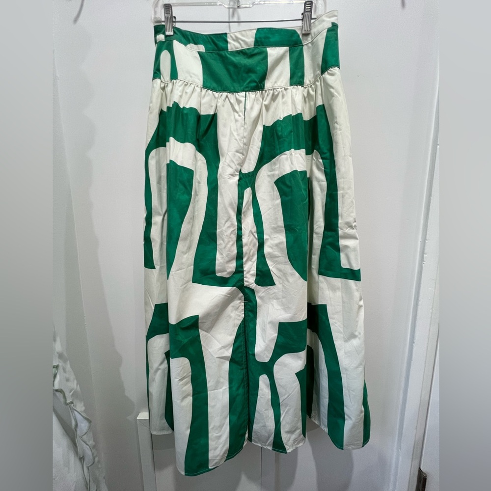 Banana Republic Factory NWT Green/White Geometric Skirt 8 Tall